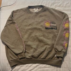 Pull&Bear Brown Smiley Crewneck Sweater